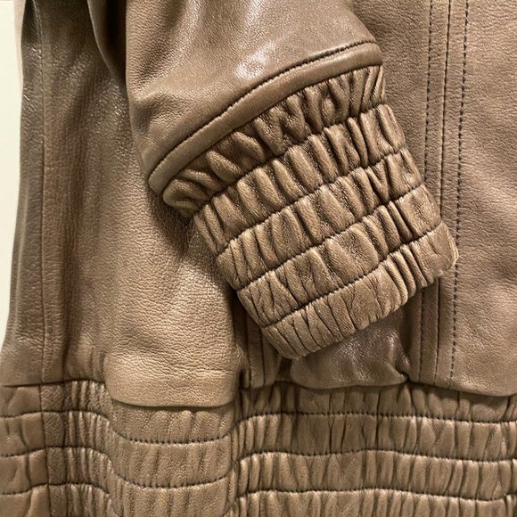 Mackage Brown Lamb Leather Jacket with Hidden Hood - Picture 6 of 14